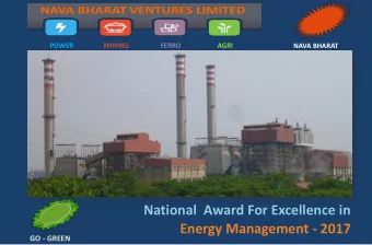 National  Award For Excellence in  Energy Management - 2017  GO - GREEN  NBVL Global footprints