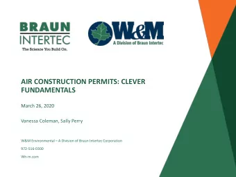 AIR CONSTRUCTION PERMITS: CLEVER  FUNDAMENTALS  March 26, 2020  Vanessa Coleman, Sally Perry