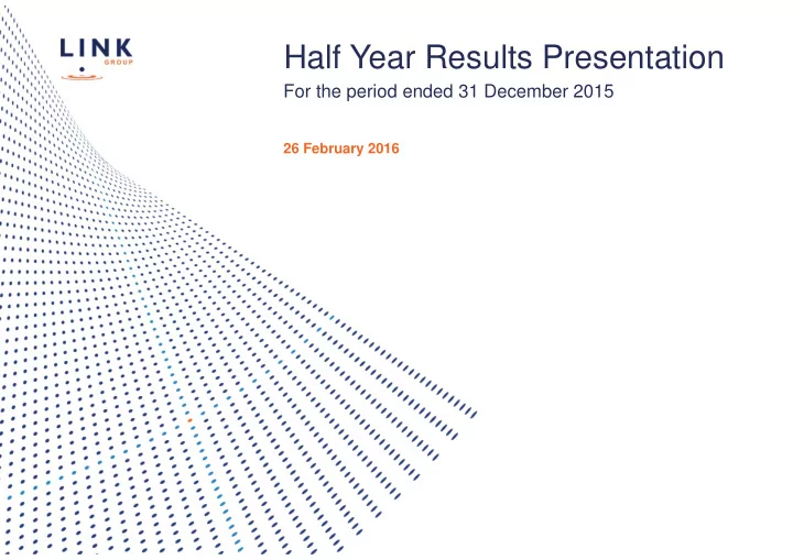 half year results presentation