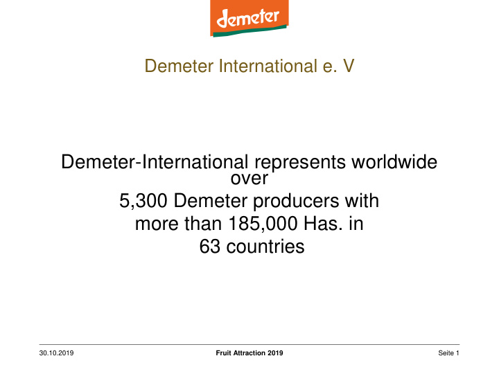 demeter international represents worldwide