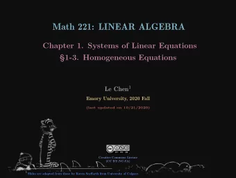 Math 221: LINEAR ALGEBRA  Chapter 1. Systems of Linear Equations  1-3. Homogeneous Equations Le