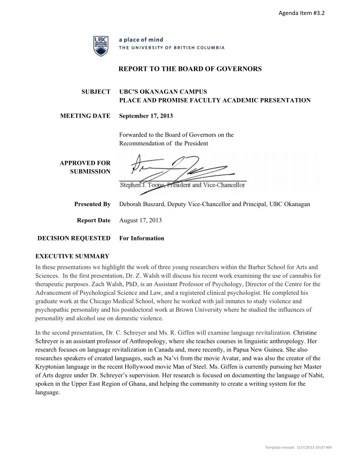 report to the board of governors