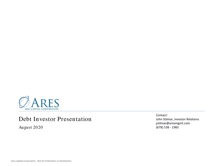 debt investor presentation