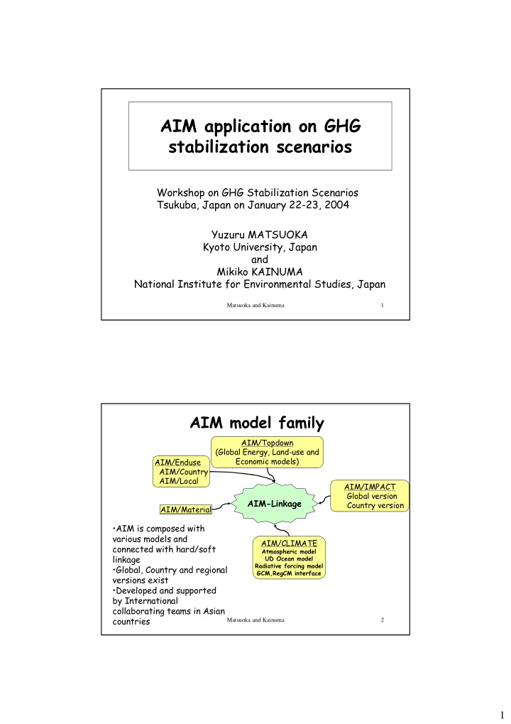 aim application on ghg stabilization scenarios