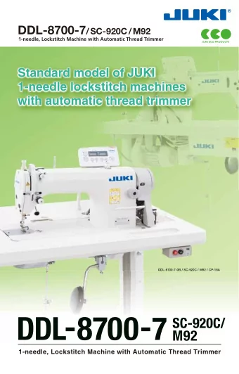 DDL-8700-7  1-needle, Lockstitch Machine  with Automatic Thread Trimmer  SC-920C  M92  The new