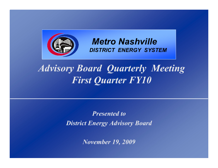 advisory board quarterly meeting first quarter fy10