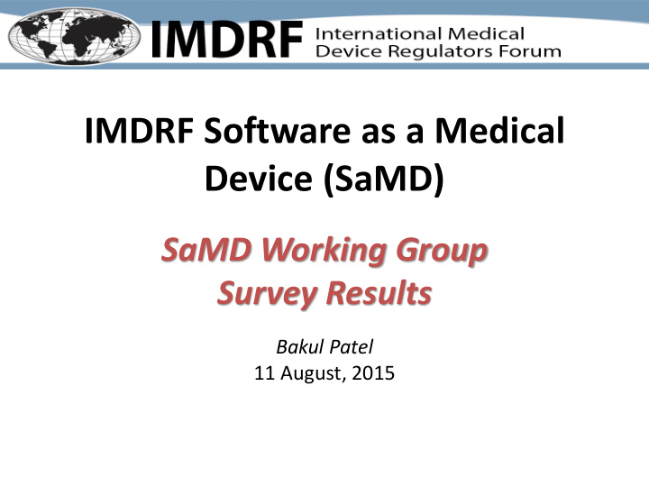 imdrf software as a medical device samd