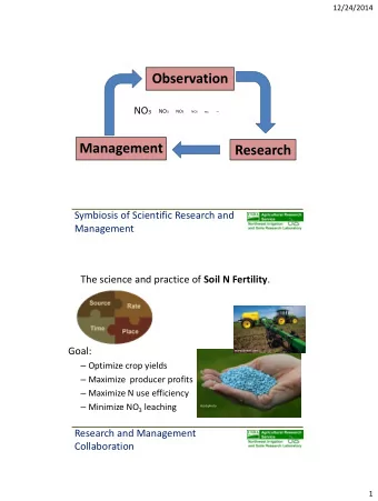 Management  Research  Symbiosis of Scientific Research and  Management The science and practice of