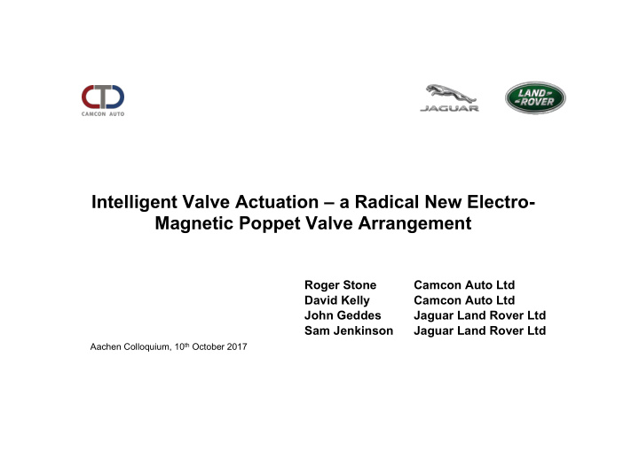 intelligent valve actuation a radical new electro