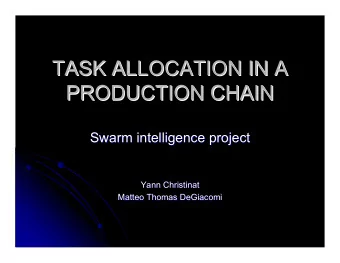 TASK ALLOCATION IN A  TASK ALLOCATION IN A  PRODUCTION CHAIN  PRODUCTION CHAIN  Swarm intelligence