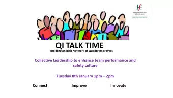 QI TALK TIME Building an Irish Network of Quality Improvers  Collective Leadership to enhance team