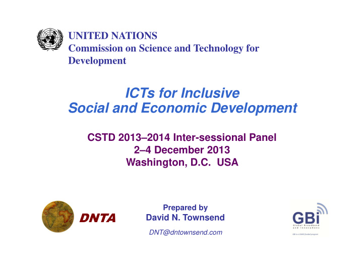 icts for inclusive social and economic development
