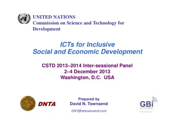 ICTs for Inclusive  Social and Economic Development  CSTD 20132014 Inter-sessional Panel  24