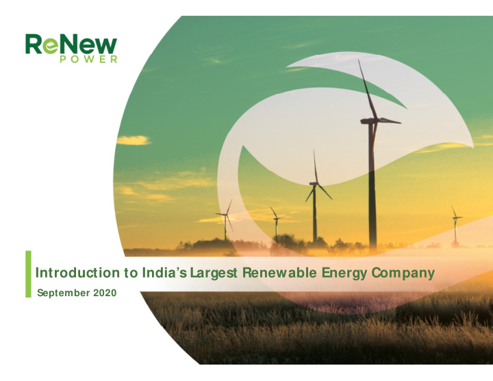 introduction to india s largest renewable energy company