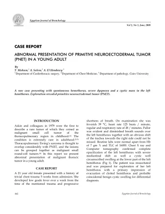 CASE REPORT  ABNORMAL PRESENTATION OF PRIMITIVE NEUROECTODERMAL TUMOR  (PNET) IN A YOUNG ADULT  By