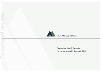 For personal use only  December 2018 Results  For the year ended 31 December 2018  Disclaimer  For