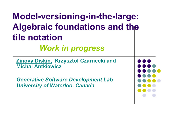 model versioning in the large algebraic foundations and