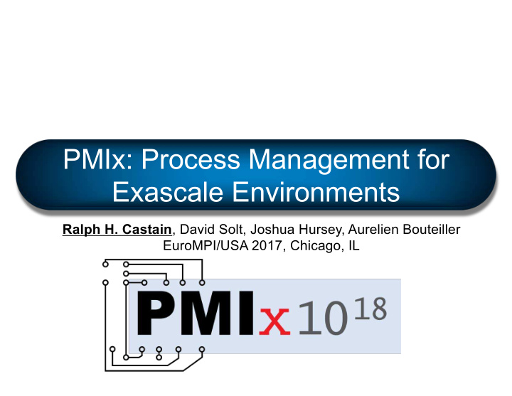 pmix process management for exascale environments