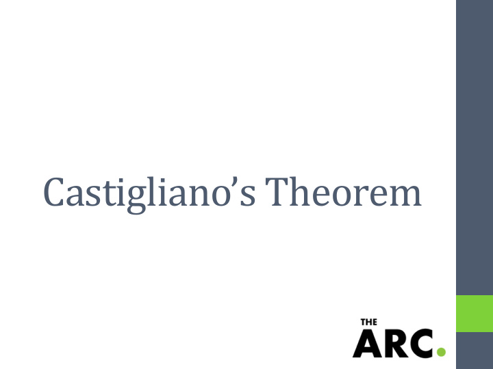 castigliano s theorem to use this method