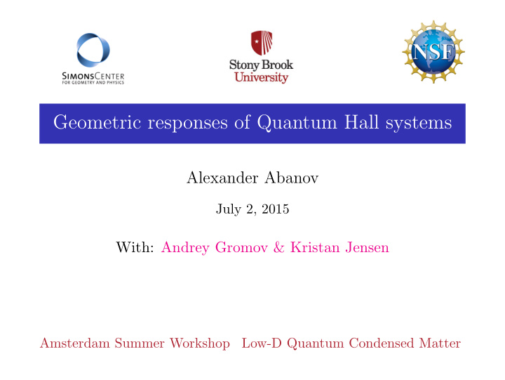 geometric responses of quantum hall systems