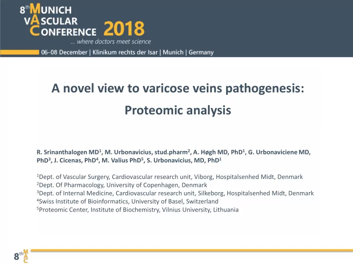 a novel view to varicose veins pathogenesis proteomic