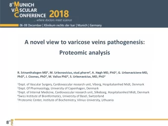 A novel view to varicose veins pathogenesis:  Proteomic analysis R. Srinanthalogen MD 1 , M.