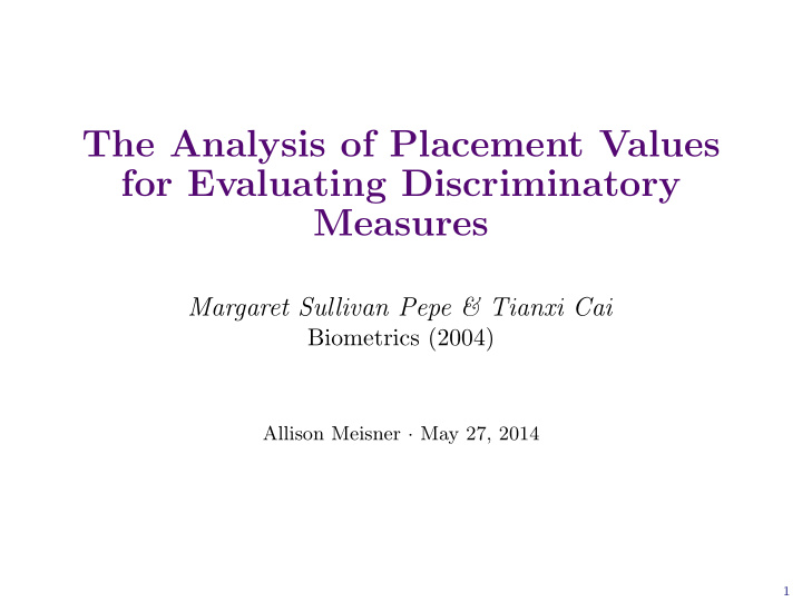 the analysis of placement values for evaluating