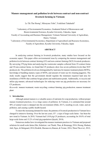 Manure management and pollution levels between contract and non-contract  livestock farming in