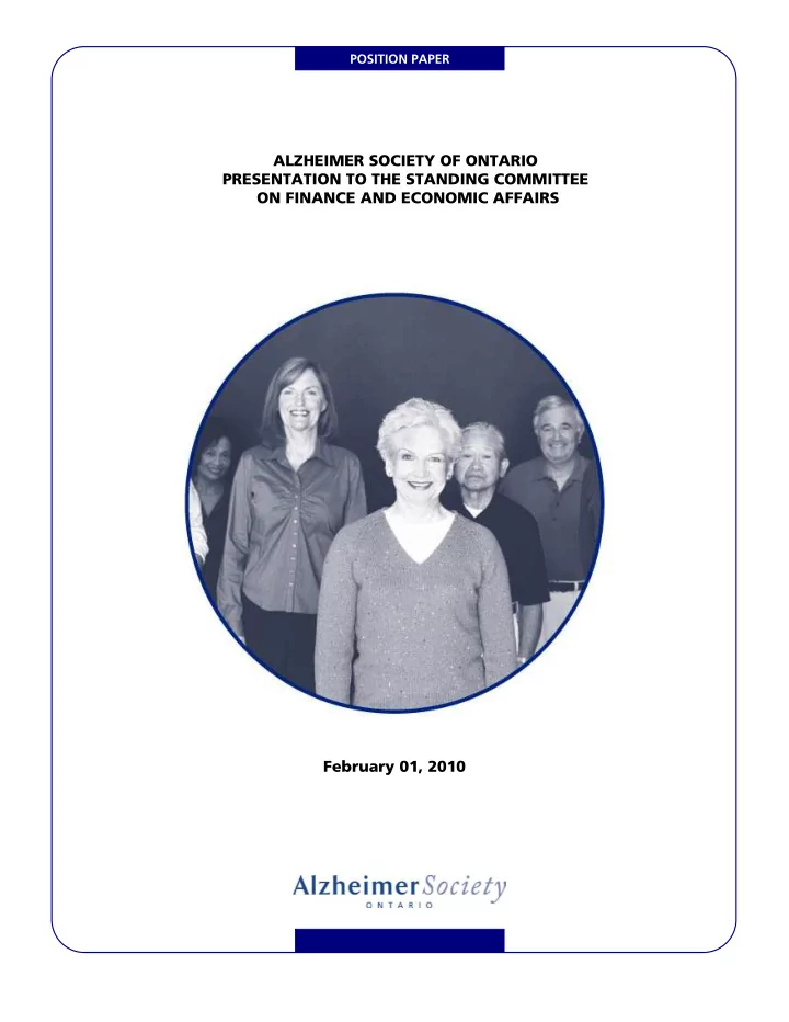 alzheimer society of ontario presentation to the standing