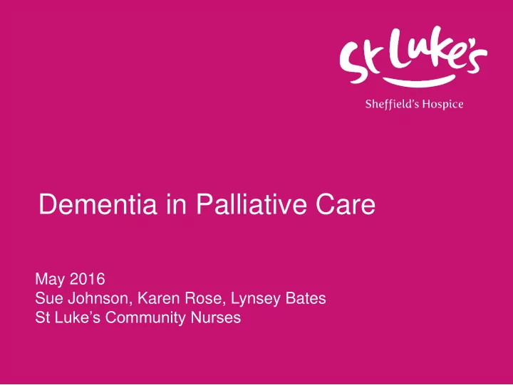 dementia in palliative care