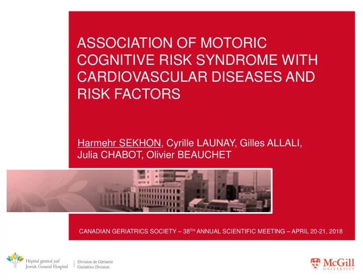 association of motoric cognitive risk syndrome with