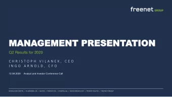 MA  MANAGEMENT PRESENT  GEMENT PRESENTATION  TION  Q2 Results for 2020  C H R I S T O P H  V I L A