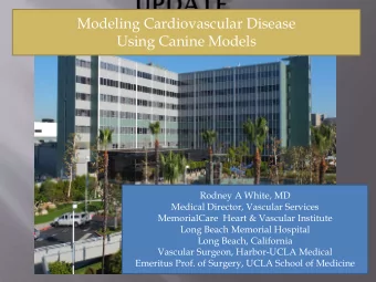 Modeling Cardiovascular Disease  Using Canine Models  Rodney A White, MD  Medical Director,