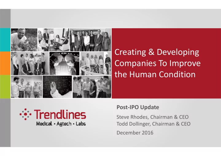 creating developing companies to improve the human