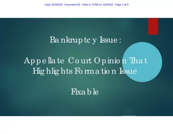 Bankruptc y I  ssue :  Appe llate  Co urt Opinio n T  hat  Hig hlig hts F  o rmatio n I  ssue  F
