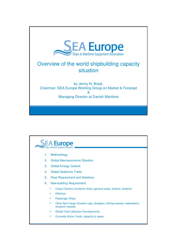 overview of the world shipbuilding capacity situation
