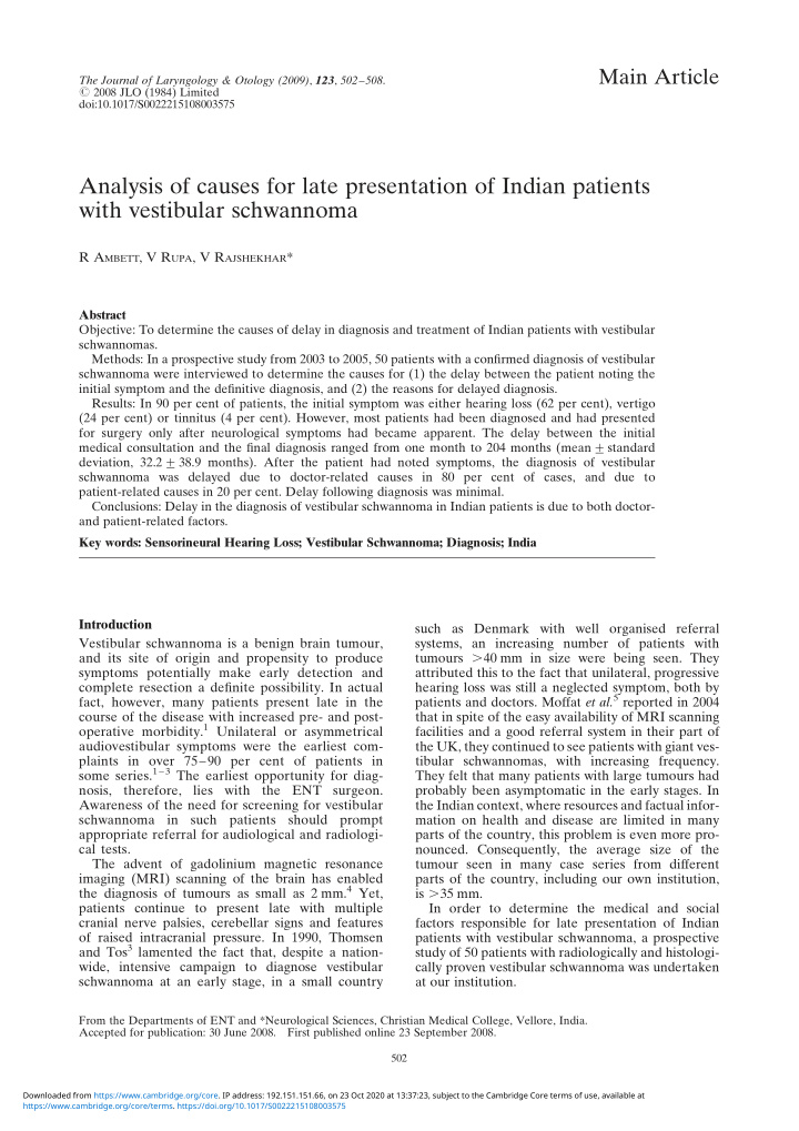 analysis of causes for late presentation of indian