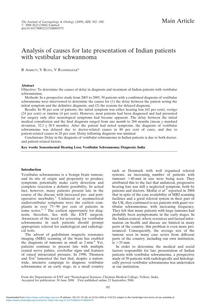 analysis of causes for late presentation of indian