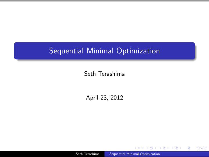 sequential minimal optimization