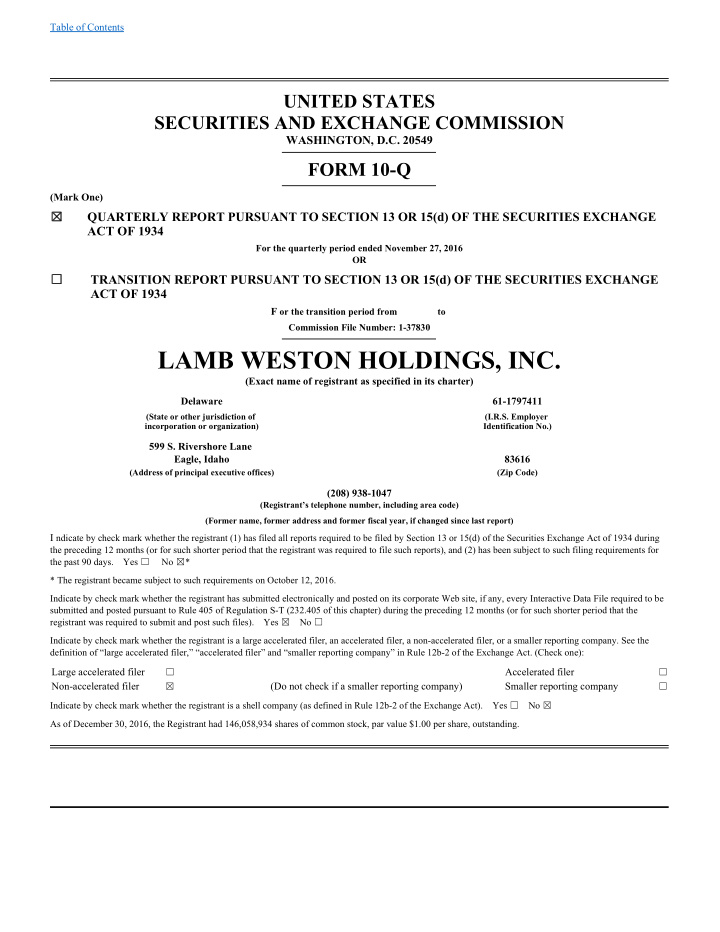 lamb weston holdings inc