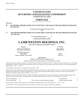 LAMB WESTON HOLDINGS, INC.  (Exact name of registrant as specified in its charter)  Delaware