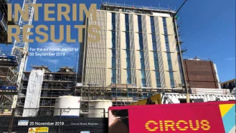 For the six month  h period  d to  30 Septemb  mber  er 2019  20 November  er 2019  Circus Street,