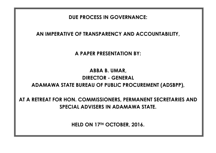 due process in governance