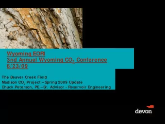 Wyoming EORI 3nd Annual Wyoming CO 2 Conference  6/23/09  The Beaver Creek Field Madison CO 2