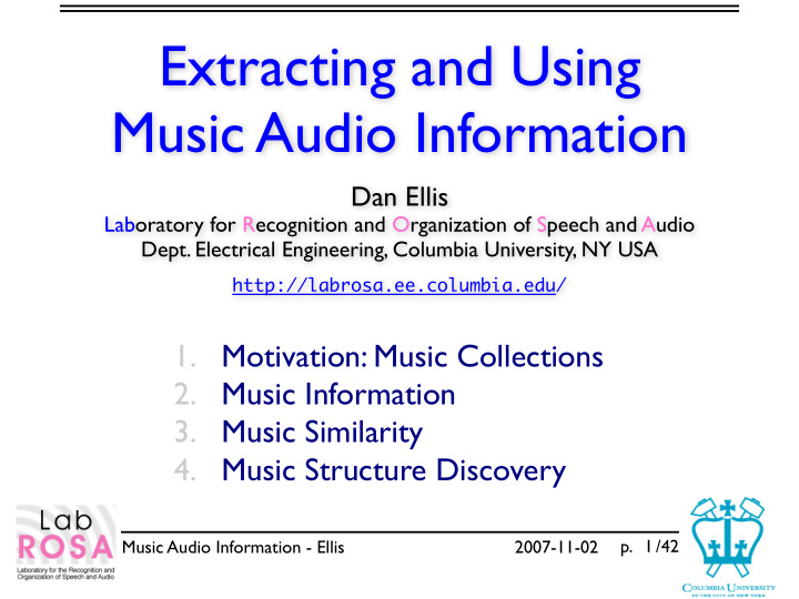 extracting and using music audio information