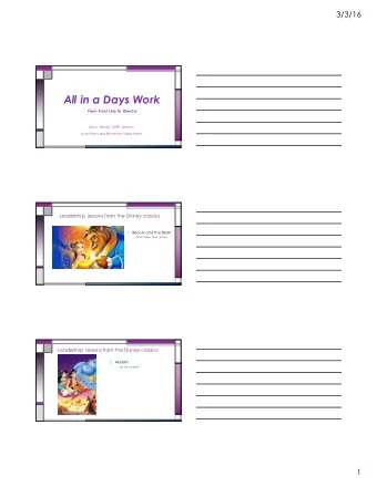 All in a Days Work  From Front Line to  Director  Sara L. Hensley CPRP, Director  Austin Parks and