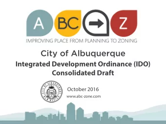 City of Albuquerque  Integrated Development Ordinance (IDO) Consolidated Draft  October 2016