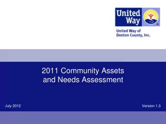 2011 Community Assets  and Needs Assessment  July 2012  Version 1.3  United Way of  Approach &amp;