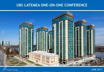 UBS LATEMEA ONE-ON-ONE CONFERENCE  JUNE 2017  DISCLAIMER  IMPORTANT: You must read the following