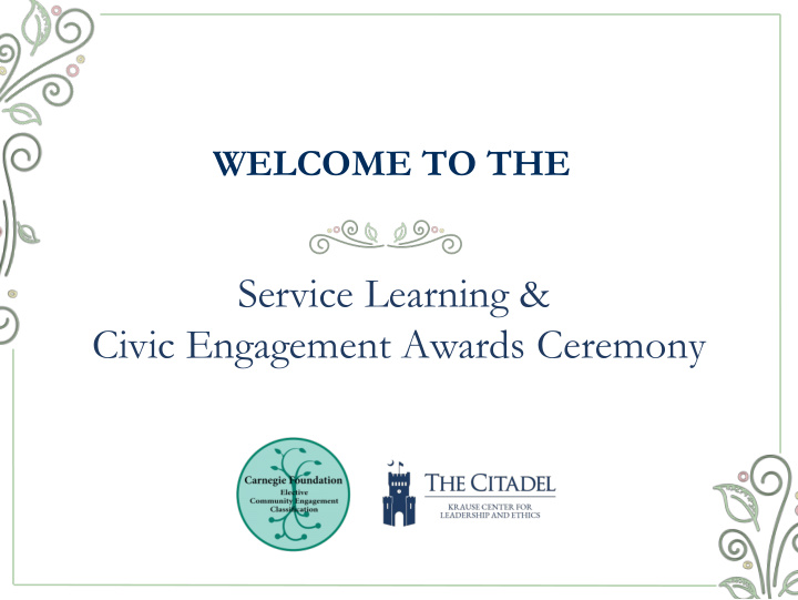 service learning civic engagement awards ceremony welcome